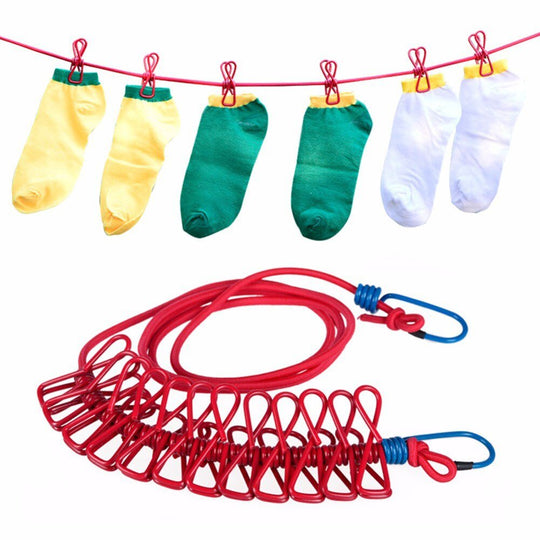 12 Clips Travel Elastic Clothesline - beumoonshop