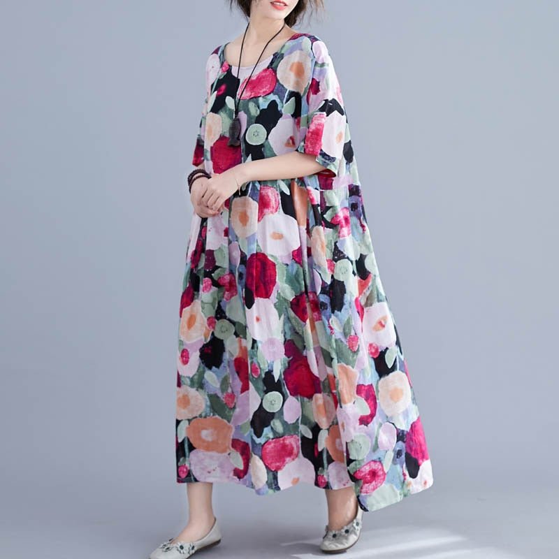 Oversized Summer Floral Boho Dress - beumoonshop