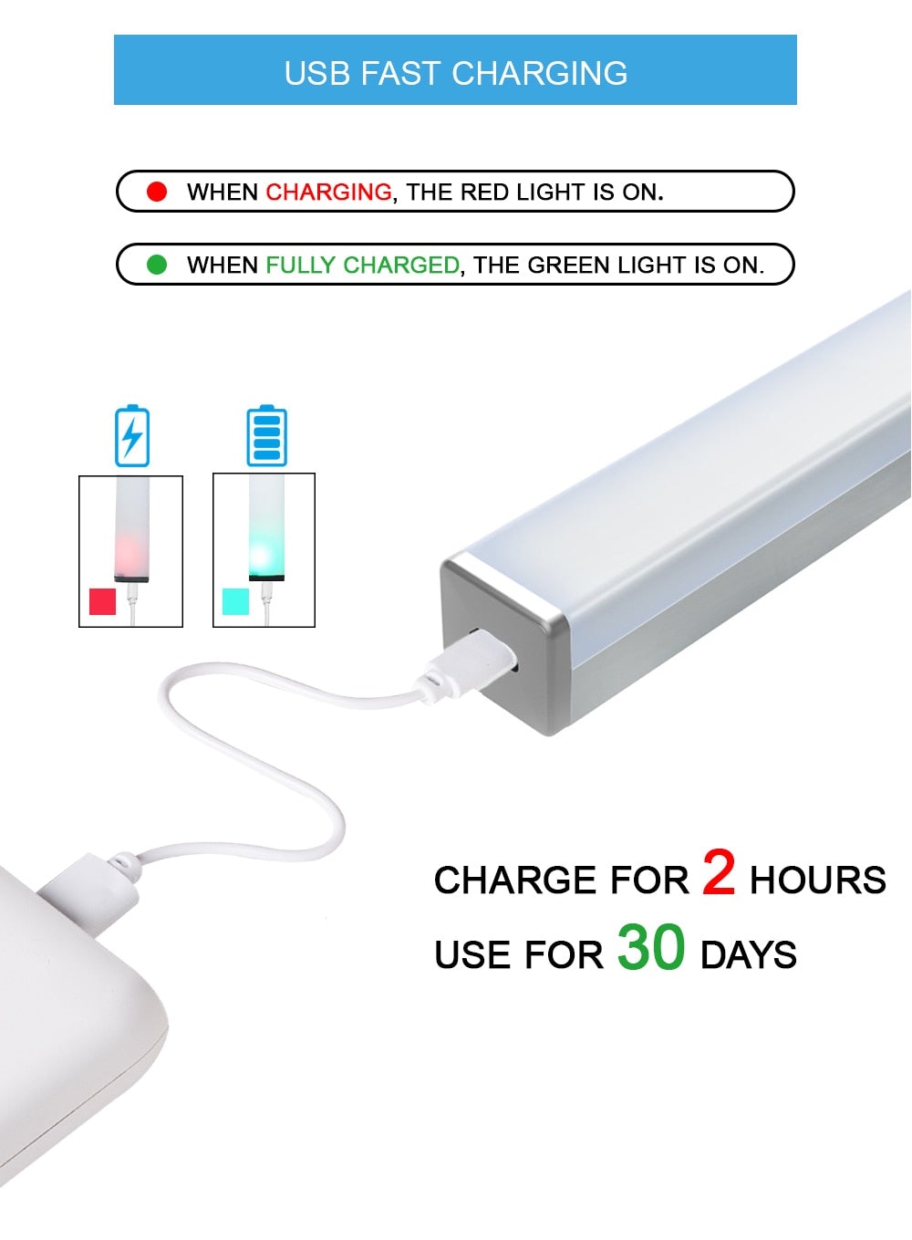 USB Rechargeable Motion LED Light - beumoonshop